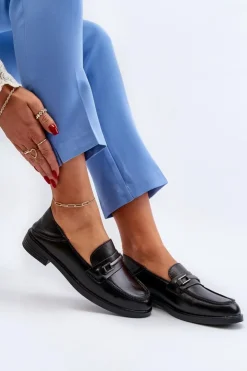 Outlet Buty damskie Vinceza Mokasyny Damskie Skórzane Czarne Nurea