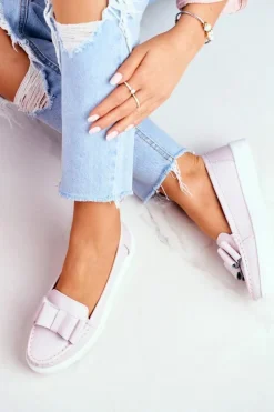 Damskie Damskie buty S.Barski Mokasyny Damskie Skórzane Różowe Lovren