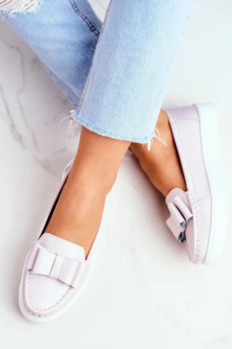 Damskie Damskie buty S.Barski Mokasyny Damskie Skórzane Różowe Lovren