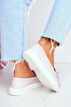 Damskie Damskie buty S.Barski Mokasyny Damskie Skórzane Różowe Lovren