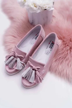 Evento Mokasyny Damskie Zamszowe*Mokasyny Damskie Skórzane Zamszowe Z Frędzlami Różowe Batist