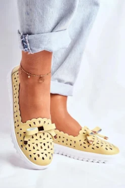 Damskie Damskie buty S.Barski Mokasyny Damskie Skórzane Ażurowe LR71515 Żółte Murrieta