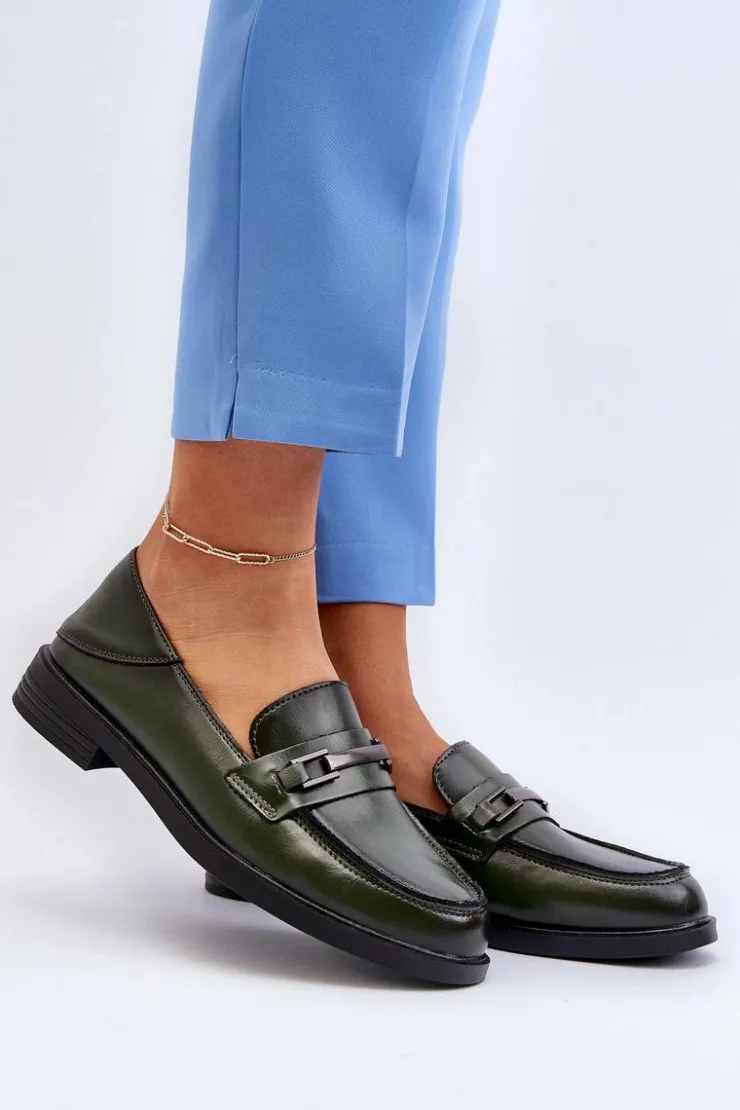 Damskie Buty damskie Vinceza Mokasyny Damskie Skórzane Ciemnozielone Nurea