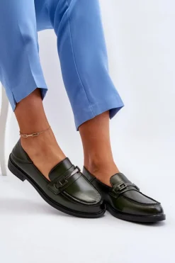 Damskie Buty damskie Vinceza Mokasyny Damskie Skórzane Ciemnozielone Nurea