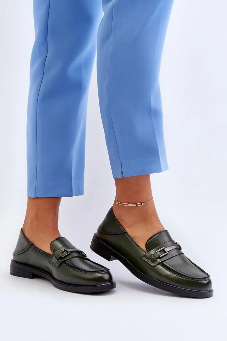 Damskie Buty damskie Vinceza Mokasyny Damskie Skórzane Ciemnozielone Nurea