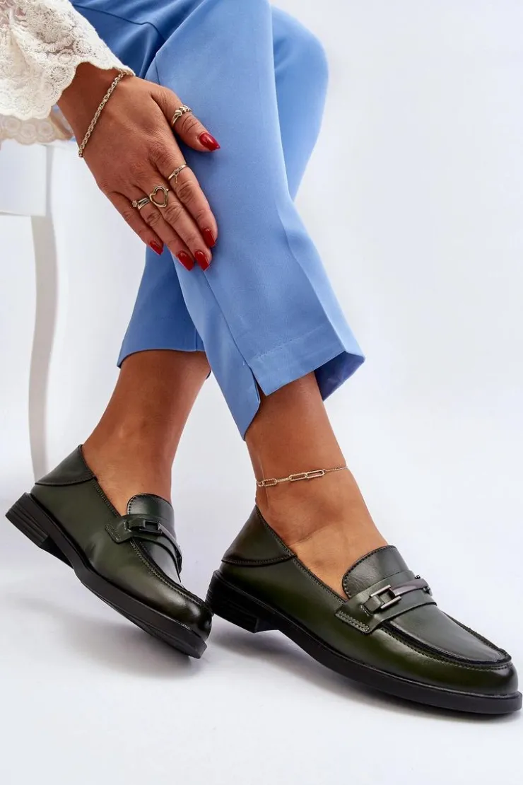 Damskie Buty damskie Vinceza Mokasyny Damskie Skórzane Ciemnozielone Nurea