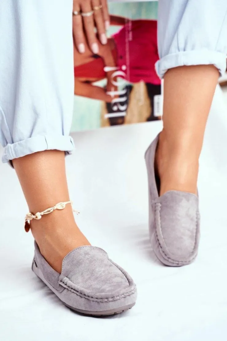 Damskie Evento Mokasyny Damskie Szare Zamszowe Morreno