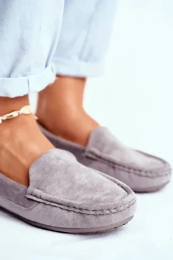 Damskie Evento Mokasyny Damskie Szare Zamszowe Morreno