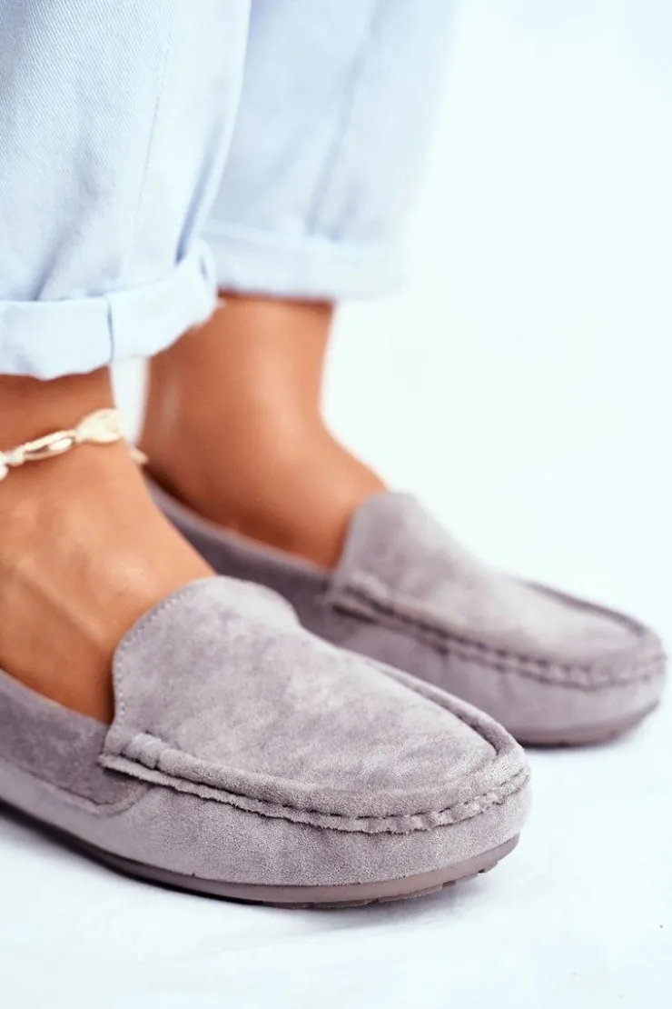 Damskie Evento Mokasyny Damskie Szare Zamszowe Morreno