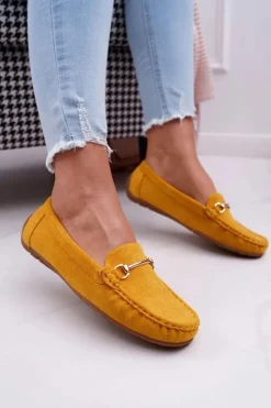 New Boto Mokasyny Damskie Żółte Zamszowe Sonnero
