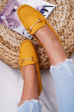 New Boto Mokasyny Damskie Żółte Zamszowe Sonnero