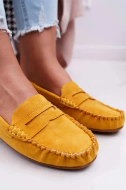 Best Boto Mokasyny Damskie Żółte Zamszowe Bolero