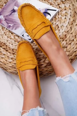 Best Boto Mokasyny Damskie Żółte Zamszowe Bolero