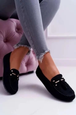 Damskie Damskie buty S.Barski Mokasyny Damskie Wygodne Czarne Sellar