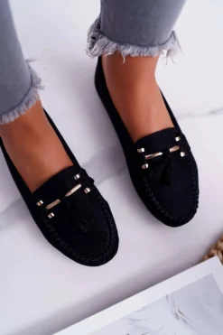 Damskie Damskie buty S.Barski Mokasyny Damskie Wygodne Czarne Sellar