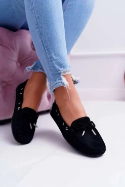 Boto Mokasyny Damskie Zamszowe*Mokasyny Damskie Wygodne Eko-zamsz Czarne Memfi