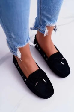 Boto Mokasyny Damskie Zamszowe*Mokasyny Damskie Wygodne Eko-zamsz Czarne Memfi