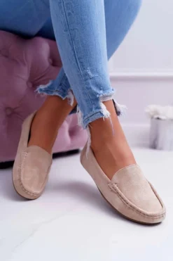 Damskie Boto Mokasyny Damskie Wygodne Eko-zamsz Beżowe Lemma