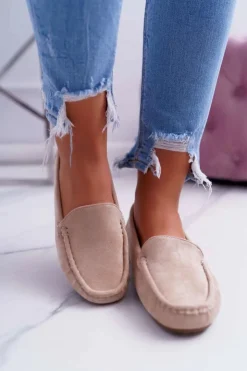 Damskie Boto Mokasyny Damskie Wygodne Eko-zamsz Beżowe Lemma