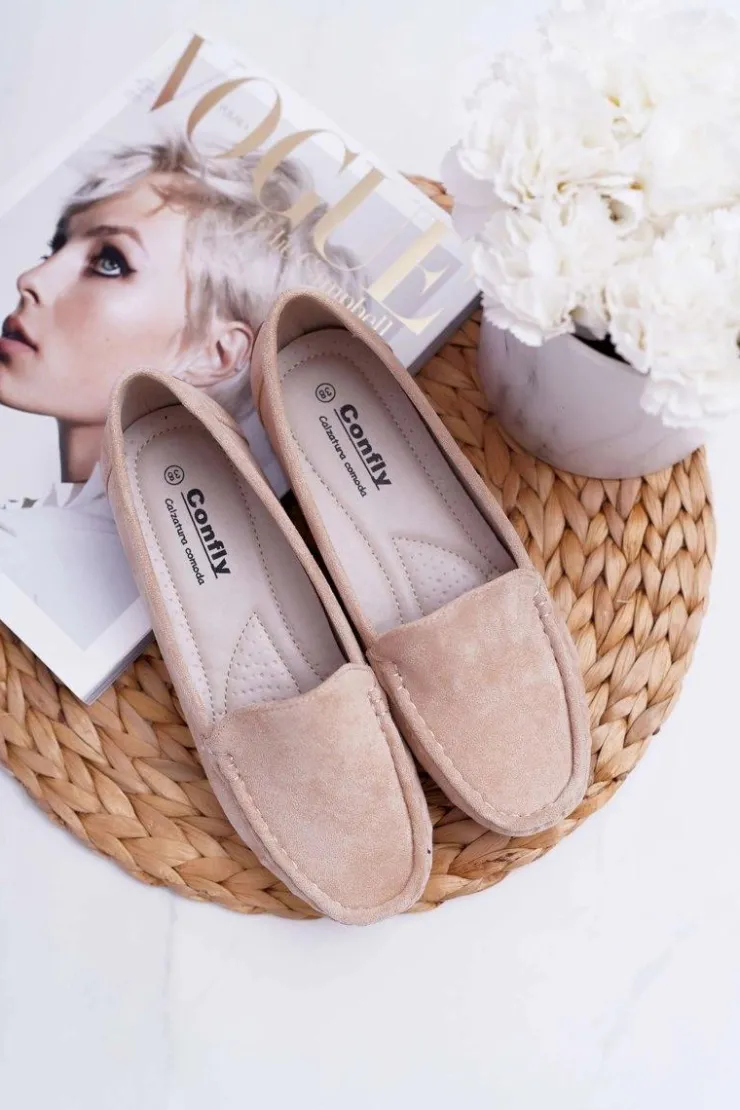 Damskie Boto Mokasyny Damskie Wygodne Eko-zamsz Beżowe Lemma