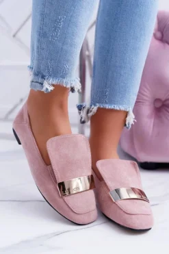 Boto Mokasyny Damskie Zamszowe*Mokasyny Damskie Z Blaszką Złote Lordsy Lu Boo Harlem