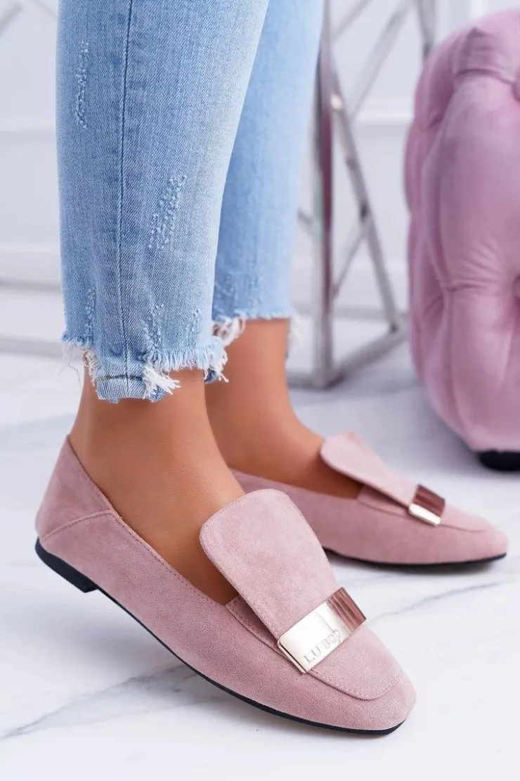 Boto Mokasyny Damskie Zamszowe*Mokasyny Damskie Z Blaszką Złote Lordsy Lu Boo Harlem