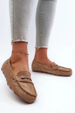 Boto Loafersy Damskie|Mokasyny Damskie Skórzane*Mokasyny Damskie Z Eko Skóry Brązowe Celoria