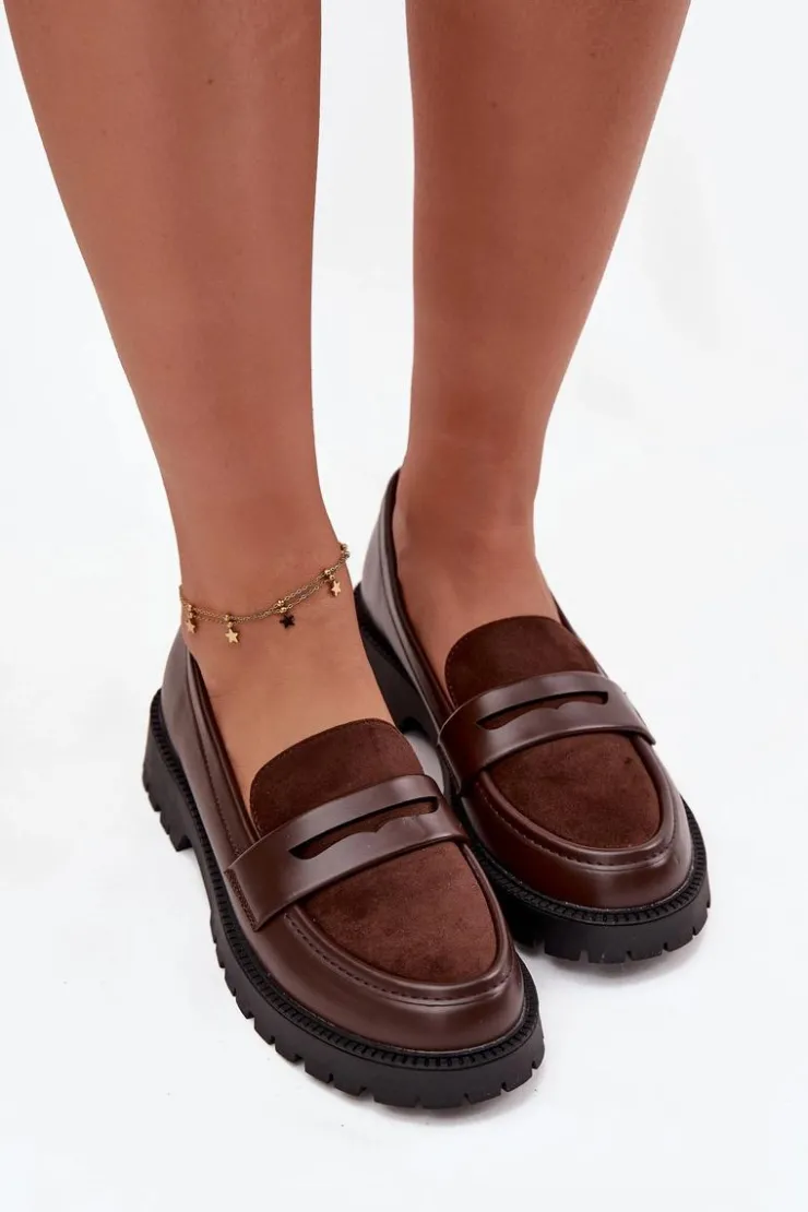 Hot Evento Mokasyny Damskie Z Eko Skóry Czekoladowe Cailen Brązowy