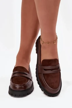 Hot Evento Mokasyny Damskie Z Eko Skóry Czekoladowe Cailen Brązowy