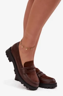 Hot Evento Mokasyny Damskie Z Eko Skóry Czekoladowe Cailen Brązowy