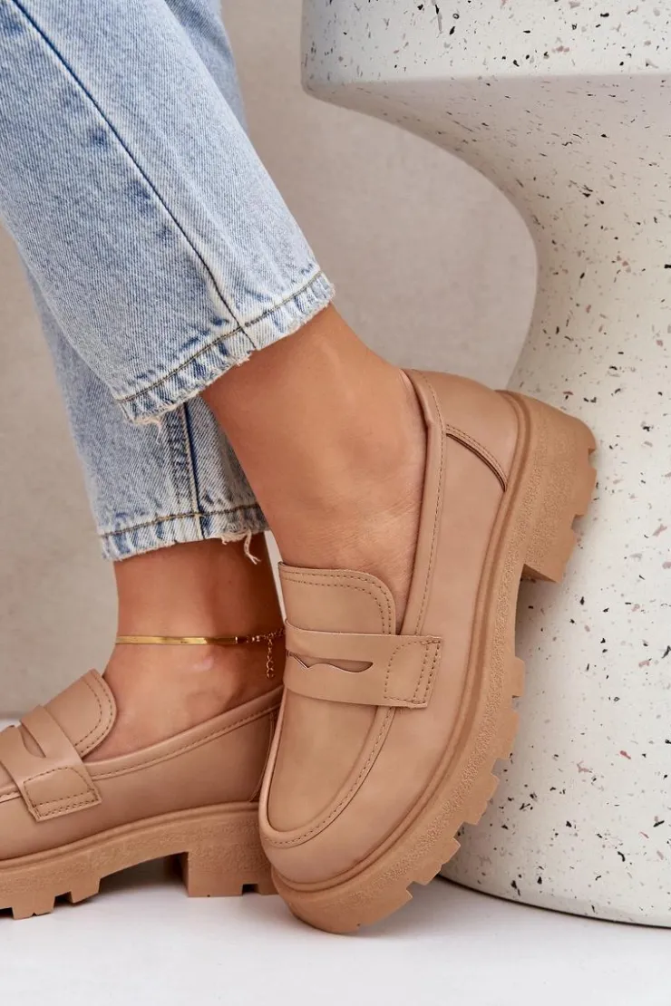 Boto Loafersy Damskie|Mokasyny Płaskie*Mokasyny Damskie Z Eko Skóry Beżowe Sendall