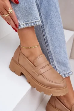 Boto Loafersy Damskie|Mokasyny Płaskie*Mokasyny Damskie Z Eko Skóry Beżowe Sendall