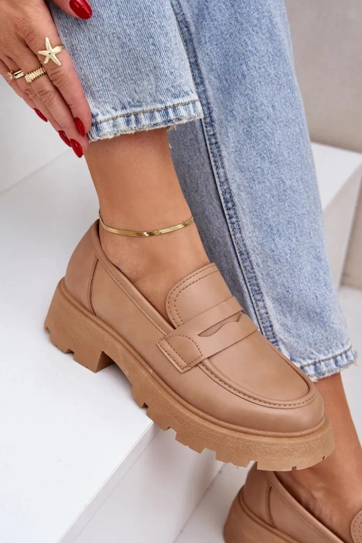 Boto Loafersy Damskie|Mokasyny Płaskie*Mokasyny Damskie Z Eko Skóry Beżowe Sendall