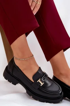 Boto Loafersy Damskie|Mokasyny Płaskie*Mokasyny Damskie Z Eko Skóry Czarne Lomnela