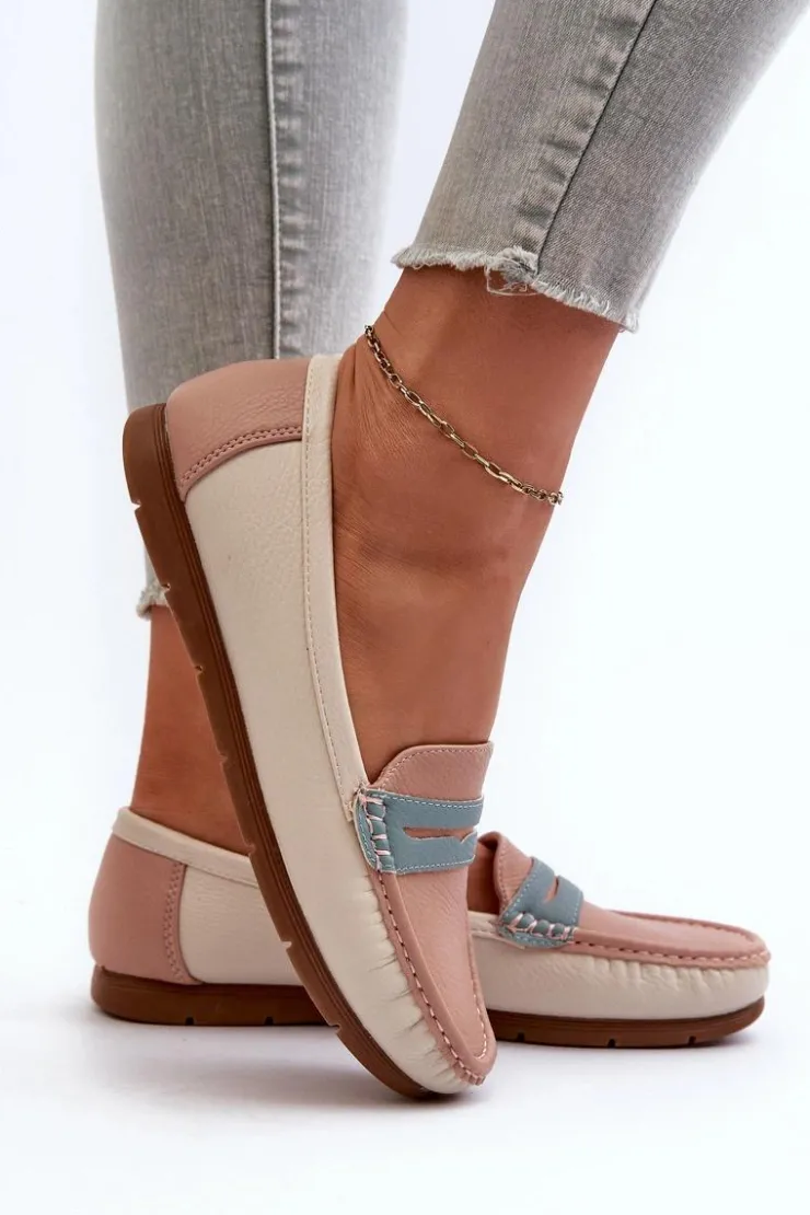 Evento Mokasyny Damskie Z Eko Skóry Różowe Vikitara