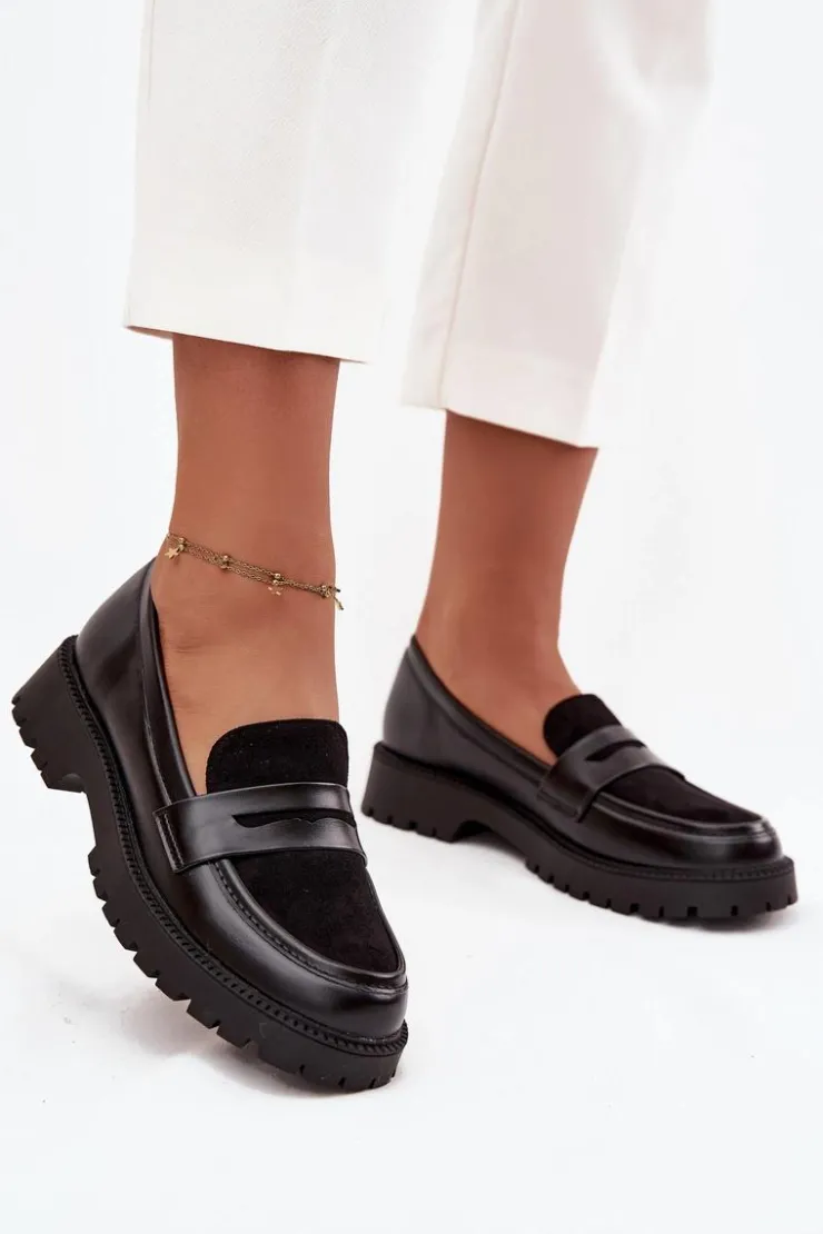 Damskie Evento Mokasyny Damskie Z Eko Skóry Czarne Cailen