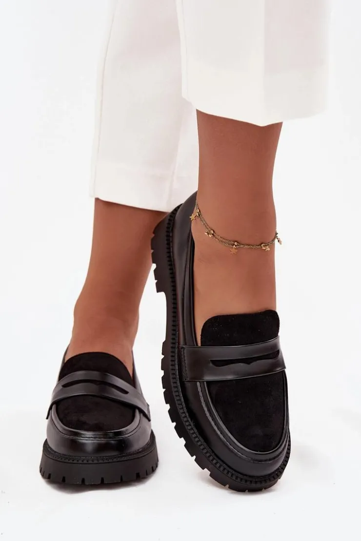 Damskie Evento Mokasyny Damskie Z Eko Skóry Czarne Cailen