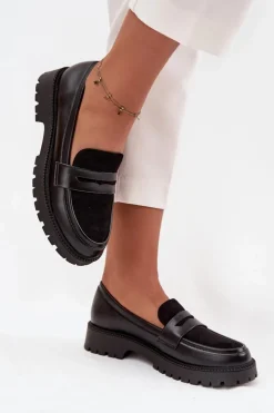 Damskie Evento Mokasyny Damskie Z Eko Skóry Czarne Cailen