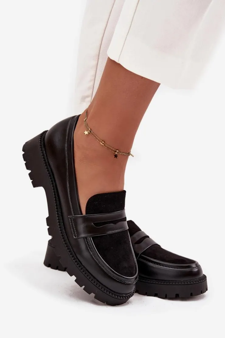 Damskie Evento Mokasyny Damskie Z Eko Skóry Czarne Cailen