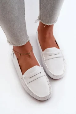 Boto Mokasyny Damskie Z Eko Skóry Białe Rerceria