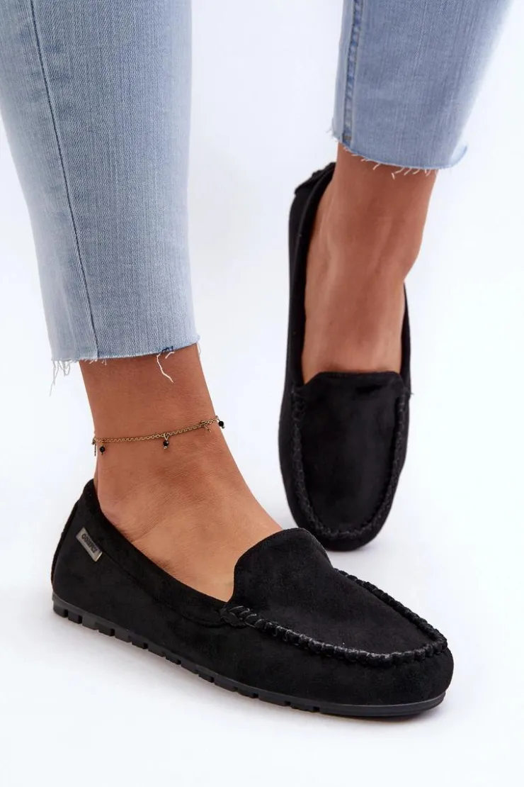 Boto Loafersy Damskie|Mokasyny Damskie Zamszowe*Mokasyny Damskie Z Eko Zamszu Czarne Amrutia Czarny