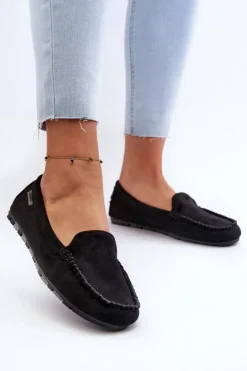 Boto Loafersy Damskie|Mokasyny Damskie Zamszowe*Mokasyny Damskie Z Eko Zamszu Czarne Amrutia Czarny