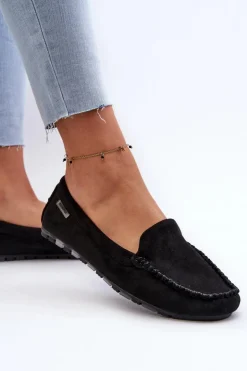 Boto Loafersy Damskie|Mokasyny Damskie Zamszowe*Mokasyny Damskie Z Eko Zamszu Czarne Amrutia Czarny
