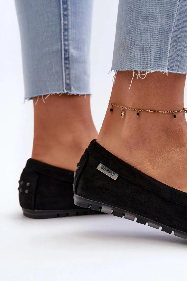 Boto Loafersy Damskie|Mokasyny Damskie Zamszowe*Mokasyny Damskie Z Eko Zamszu Czarne Amrutia Czarny