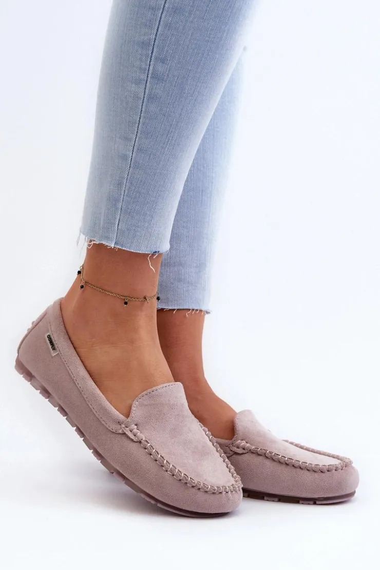 Hot Boto Mokasyny Damskie Z Eko Zamszu Fioletowe Amrutia Fioletowy