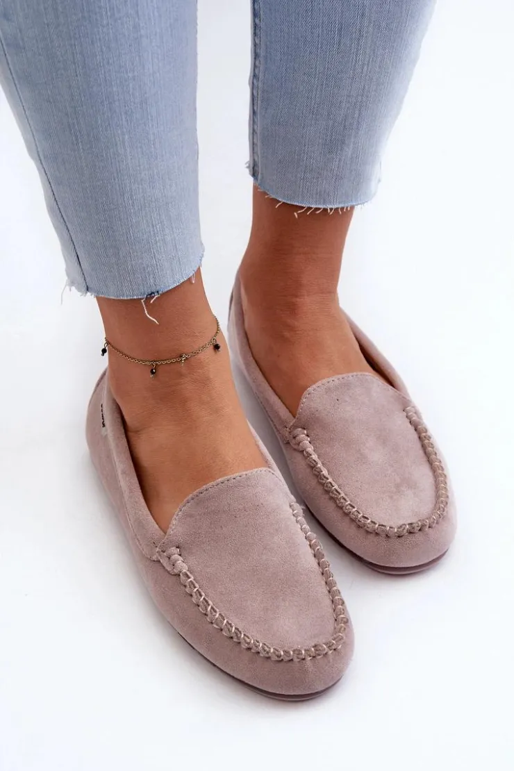 Hot Boto Mokasyny Damskie Z Eko Zamszu Fioletowe Amrutia Fioletowy