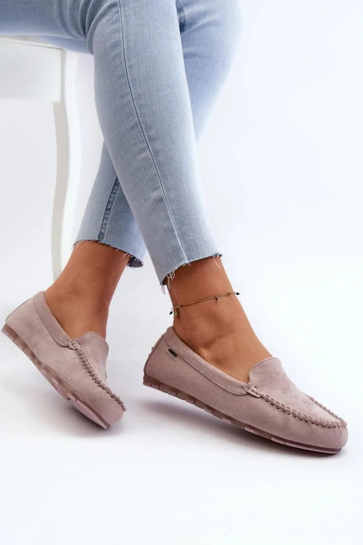 Hot Boto Mokasyny Damskie Z Eko Zamszu Fioletowe Amrutia Fioletowy