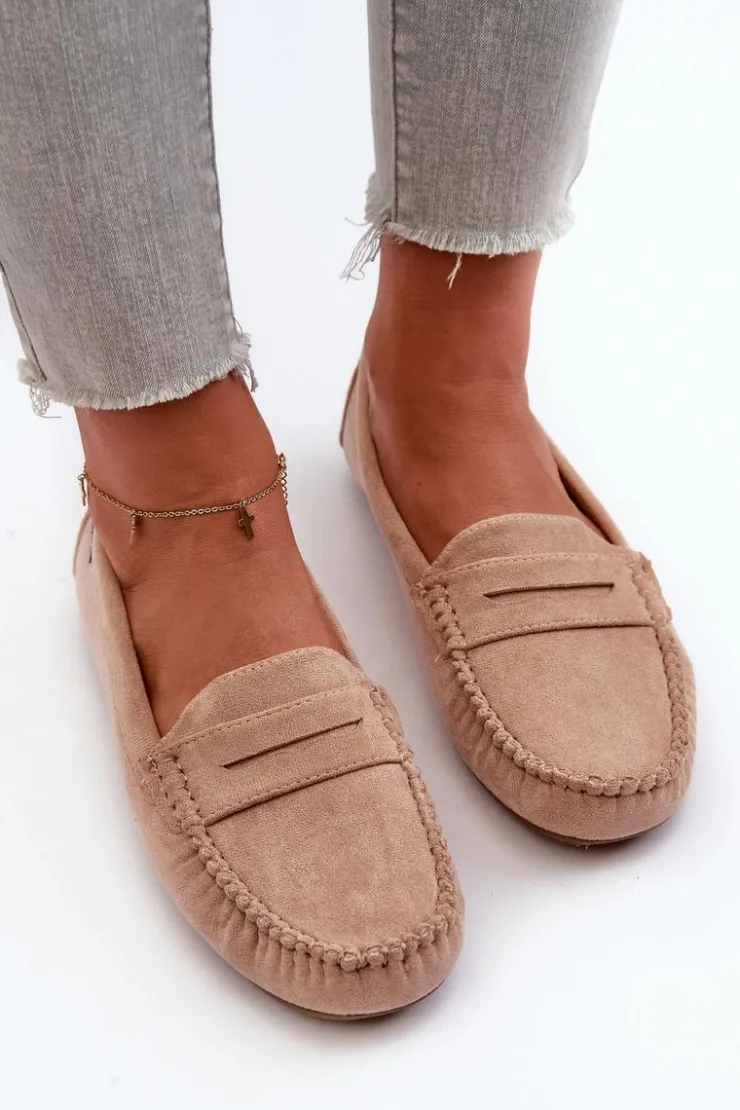 Damskie Boto Mokasyny Damskie Z Eko Zamszu Beżowe Rerceria