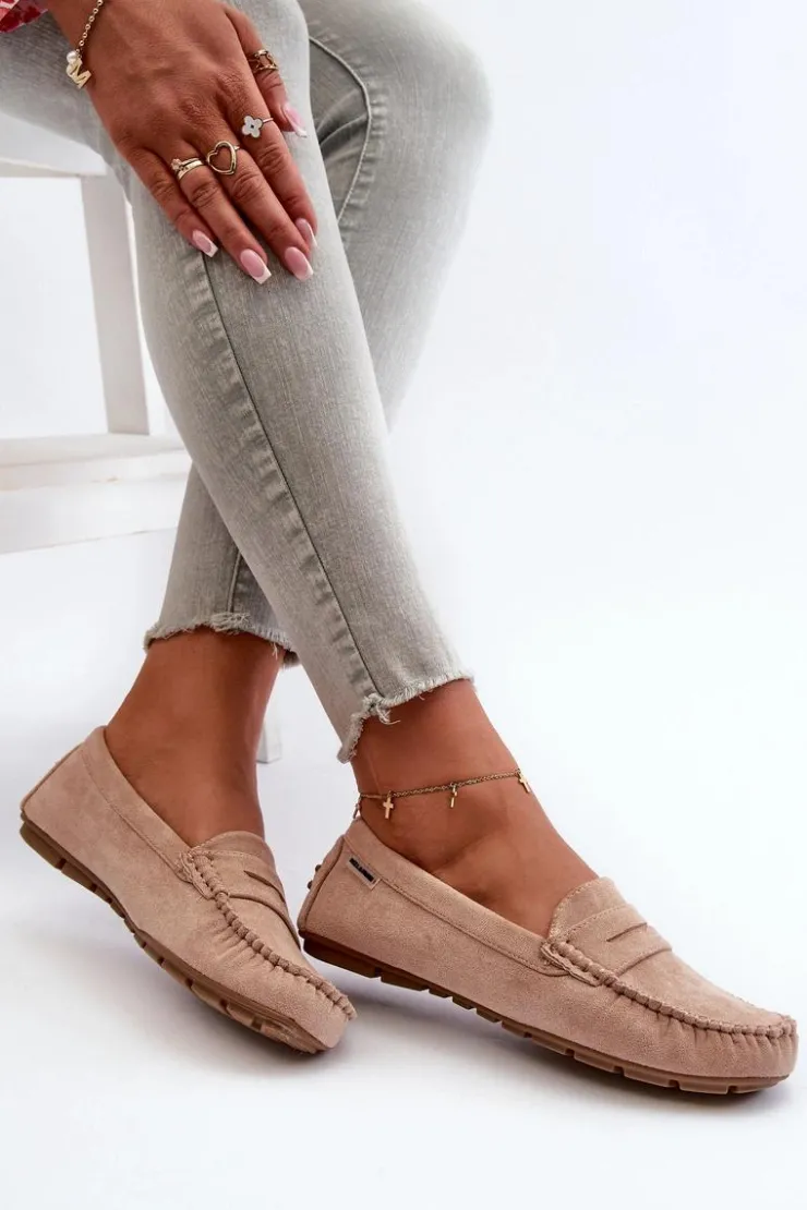 Damskie Boto Mokasyny Damskie Z Eko Zamszu Beżowe Rerceria