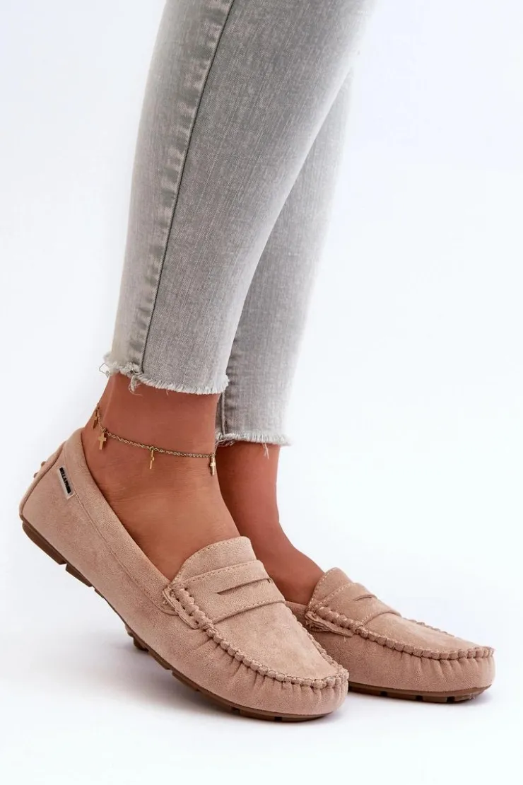 Damskie Boto Mokasyny Damskie Z Eko Zamszu Beżowe Rerceria